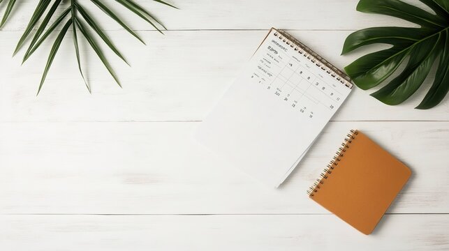 Modern Desk Setup with Calendar and Notebook