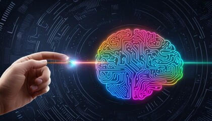 An illustration of a brain developing advanced future AI technology