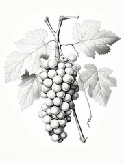 Obraz premium A Detailed Drawing of a Bunch of Grapes on a Vine