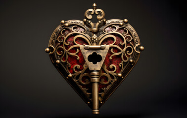 Heart-shaped padlock, the heart symbol represents love.