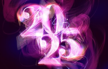 2025 Glowing Artistic Lettering with Brush Strokes and Lots of Texture