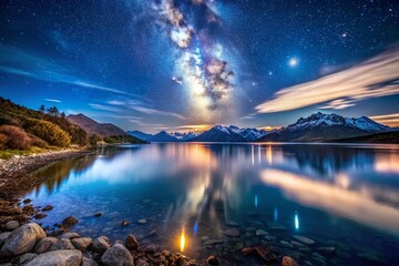 Stunning Night Photography of the Strait of Magellan in Chile with Starry Sky and Reflection