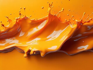 vivid orange paint stain splashed on a canvas, with swirling and dripping textures. the vibrant color captures the essence of artistic expression and creativity in an abstract form