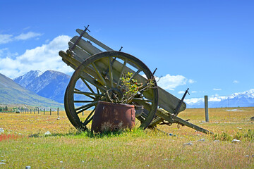 Historic Hay Wagon on Mesopotamia Station, Rangitata, New Zealand