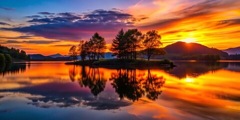 Obraz premium Stunning Silhouette Photography of Schtteln Landscape at Sunset for Dreamy Visuals