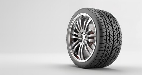 tire and disc wheels, Car tire isolated against a white backdrop, Generative AI.