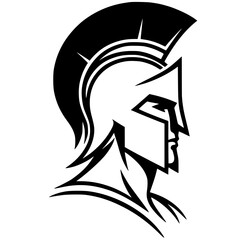 Silhouette portrait of spartan hero