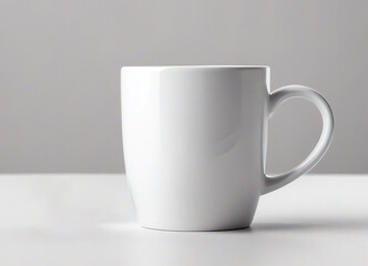 Obraz premium An image of a plain white ceramic mug with a handle on a clean white surface