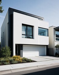a contemporary house on plain white background