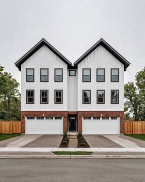 a duplex house on plain white background