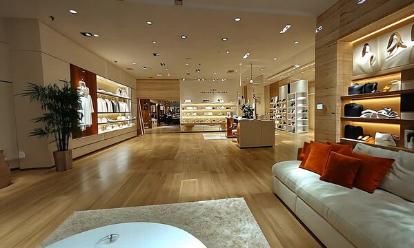 Modern retail space featuring stylish furniture and accessories.