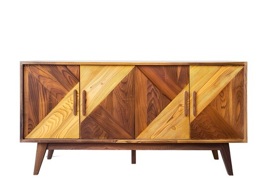 recommend clip art: wooden cabinet isolated in a modern style against a white backdrop, Generative AI.