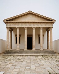 Obraz premium a Greco Roman architecture house with pediments on plain white background