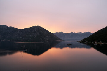 Sunrise in the mountains of the Bay of Kotor