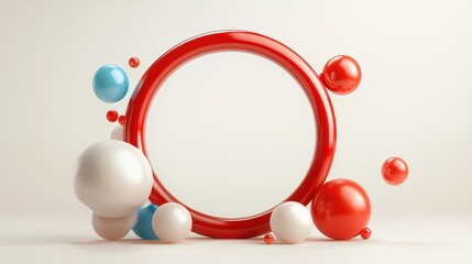 Red Circle and Colorful Spheres