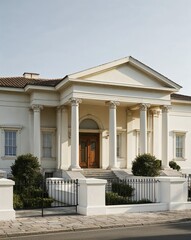 Obraz premium a neo classical architecture house with columns on plain white background