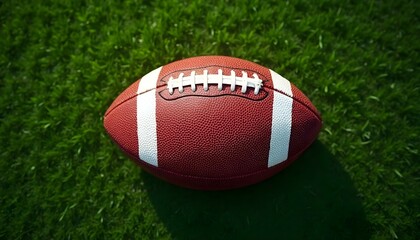Fototapeta premium American football ball on green grass