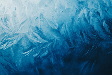 Patterns of frost on a windowpane during a cold winter morning