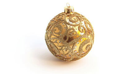 beautiful golden Christmas ornament with intricate designs and sparkling details, perfect for festive decorations and holiday celebrations