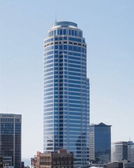 Obraz premium a skyscraper building downtown on plain white background