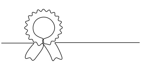 Award badge continuous one line drawing. Isolated on white background vector illustration. Pro vector, Social Skills Continuous Line Editable Icon, Continuous one line drawing of award badge.
