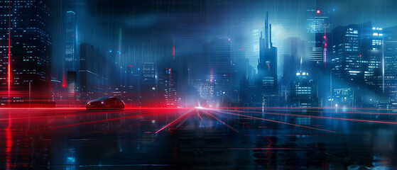 Fototapeta premium 2D Side Scroller Game with Dynamic Futuristic Cityscape