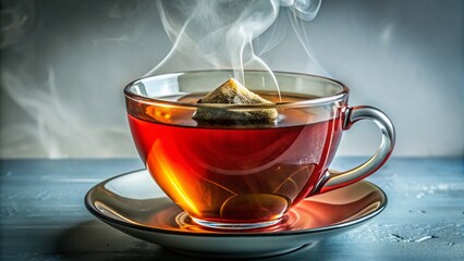 Tea Bag in Red Cup Isolated on White Background for Tea Lovers and Beverage Enthusiasts