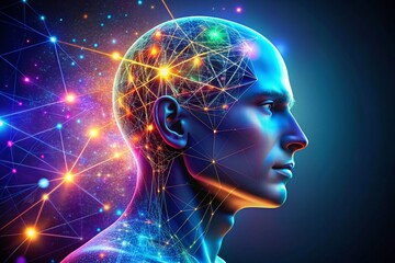 Obraz premium The Glowing Neural Network illuminates creativity, while the Exploding Brain symbolizes overwhelming ideas, merging AI's potential with human