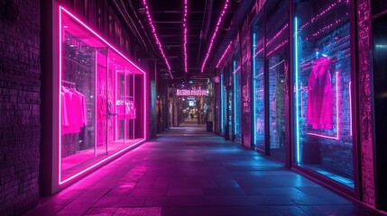 Fototapeta premium Colorful Neon Lights in an Urban Alleyway