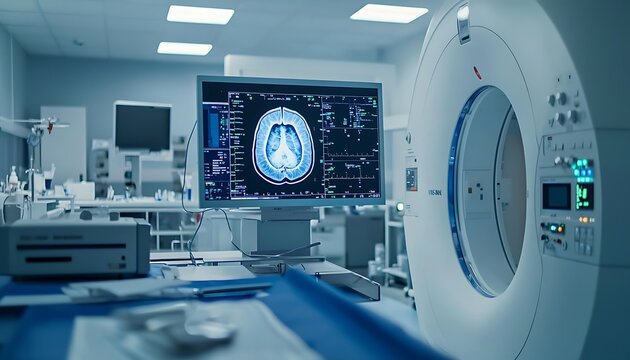 High-end diagnostic technology in a clinical lab with sophisticated imaging equipment.