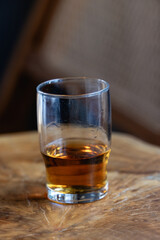 whiskey glass.The light shines through the whiskey glass It's a golden light 