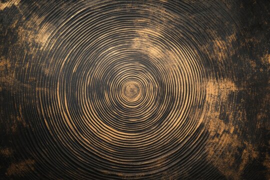 Closeup of a textured metal surface with concentric circles, creating a mesmerizing pattern.