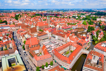 Fototapeta premium Nuremberg old town aerial panoramic view