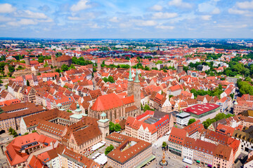 Fototapeta premium Nuremberg old town aerial panoramic view