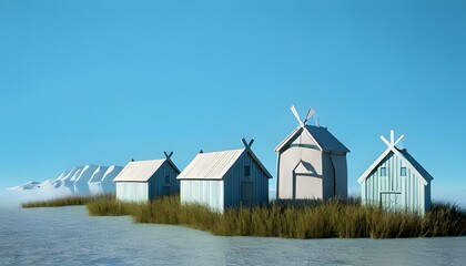 Obraz premium Abstract 3D cute Viking style village.