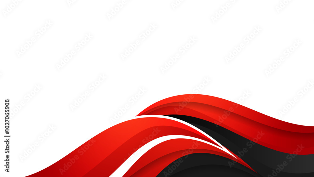 Wall mural abstract red and black waves creating a modern background design