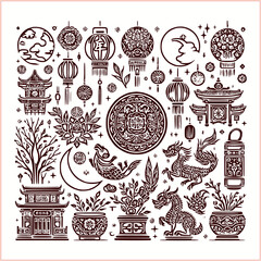 lunar new year,Chinese dragon,
Dragon with round shield, cut, out vector, silhouette,
fantasy, mythology, reptile, tattoo, characters, clip art, cut out, luxury, mascot, medieval, monochrome, prosperi