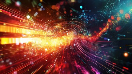 Obraz premium Colorful Abstract Light Trails in Digital Space