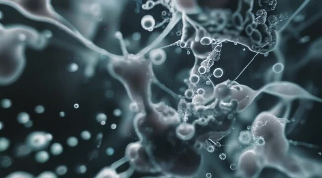 Scene of micro cell bacteria illustration close up, Camera slow motion with different angles