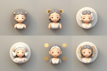 ia generated. set of funny cartoon girl