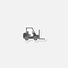 Forklift green icon sticker isolated on gray background