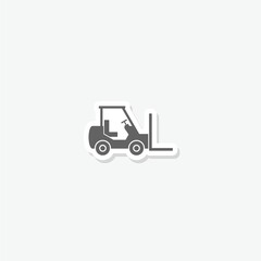 Fototapeta premium Forklift green icon sticker isolated on gray background