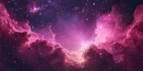 Naklejka premium Abstract Starlight with Pink and Purple Cloudscape in Celestial Harmony