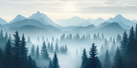 Obraz premium Landscape Illustrations of Nature and Mountains