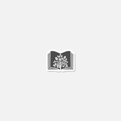 Tree book logo design. Education icon sticker isolated on gray background