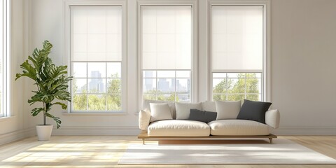 Fototapeta premium Enhancing Living Spaces with Stylish Interior Roller Blinds in Modern Design