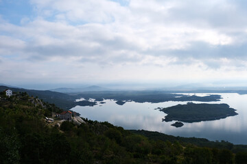 Morning over a mountain lake in Montenegro