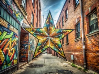 Fototapeta premium Urban Star Icon Graffiti Spray Paint Vector Art with Street Style for Trendy Decor