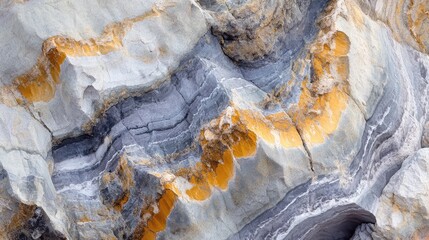 Obraz premium A close-up of intricately layered rock formations in the desert, their unique textures and colors creating natural abstract art
