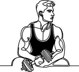 line art man doing fitness training